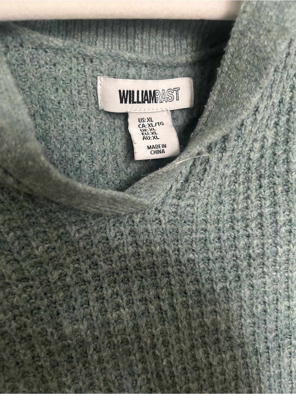 William Rast Sage Green V-Neck Collared Knit Sweater - Picture 4 of 4